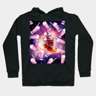 Warrior Space Cat On Tiger Unicorn - Milkshake Hoodie